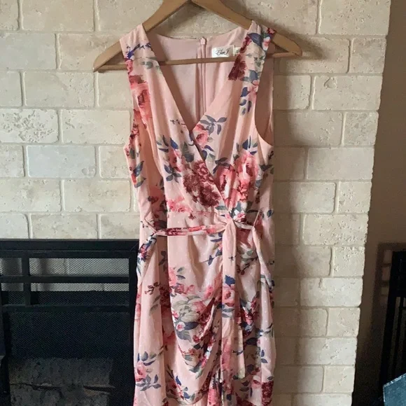 strapless open back dress Eliza J. mauve floral dress, size 10, NEW WITH TAGS! main image 1